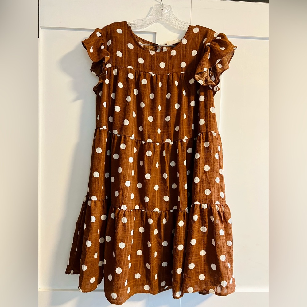 Altar'd State Brown Polka Dot Mini Dress
